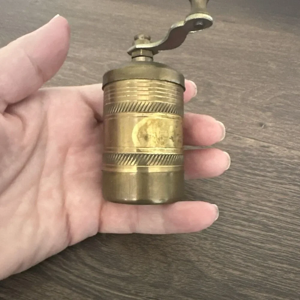 Vintage Spice Grinder Brass 1970s 3 Inches High Coffee Small Mini